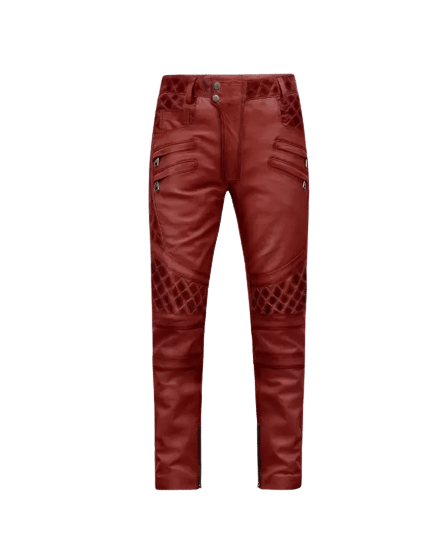 Outlaw Burnt Red Leather Pants - Genuine Leather Pants